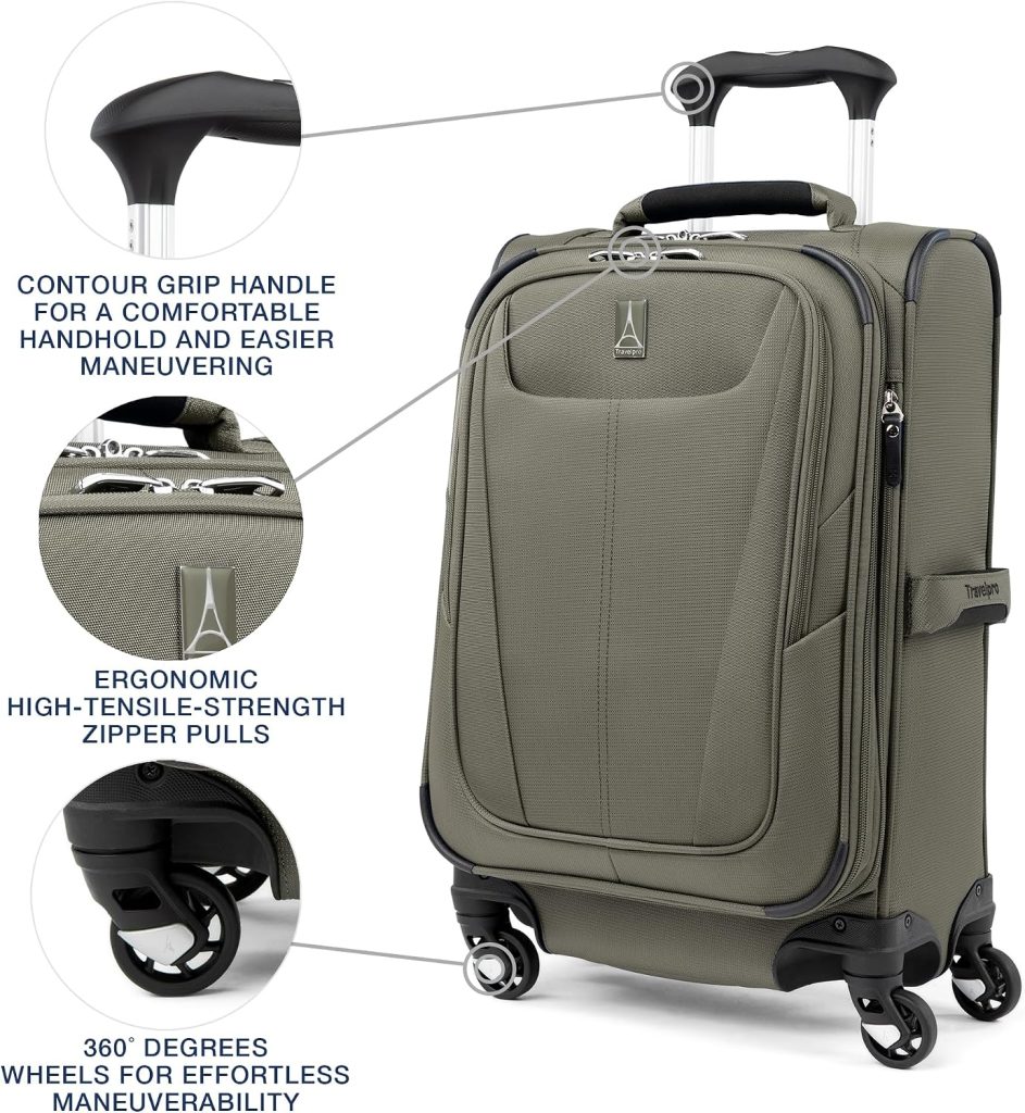 Travelpro Maxlite 5 Softside Carry-On Luggage Spinner, Green, 20-Inch | Compact Carry-On, Expandable With 4 Wheels, Lightweight & Versatile Travel.
