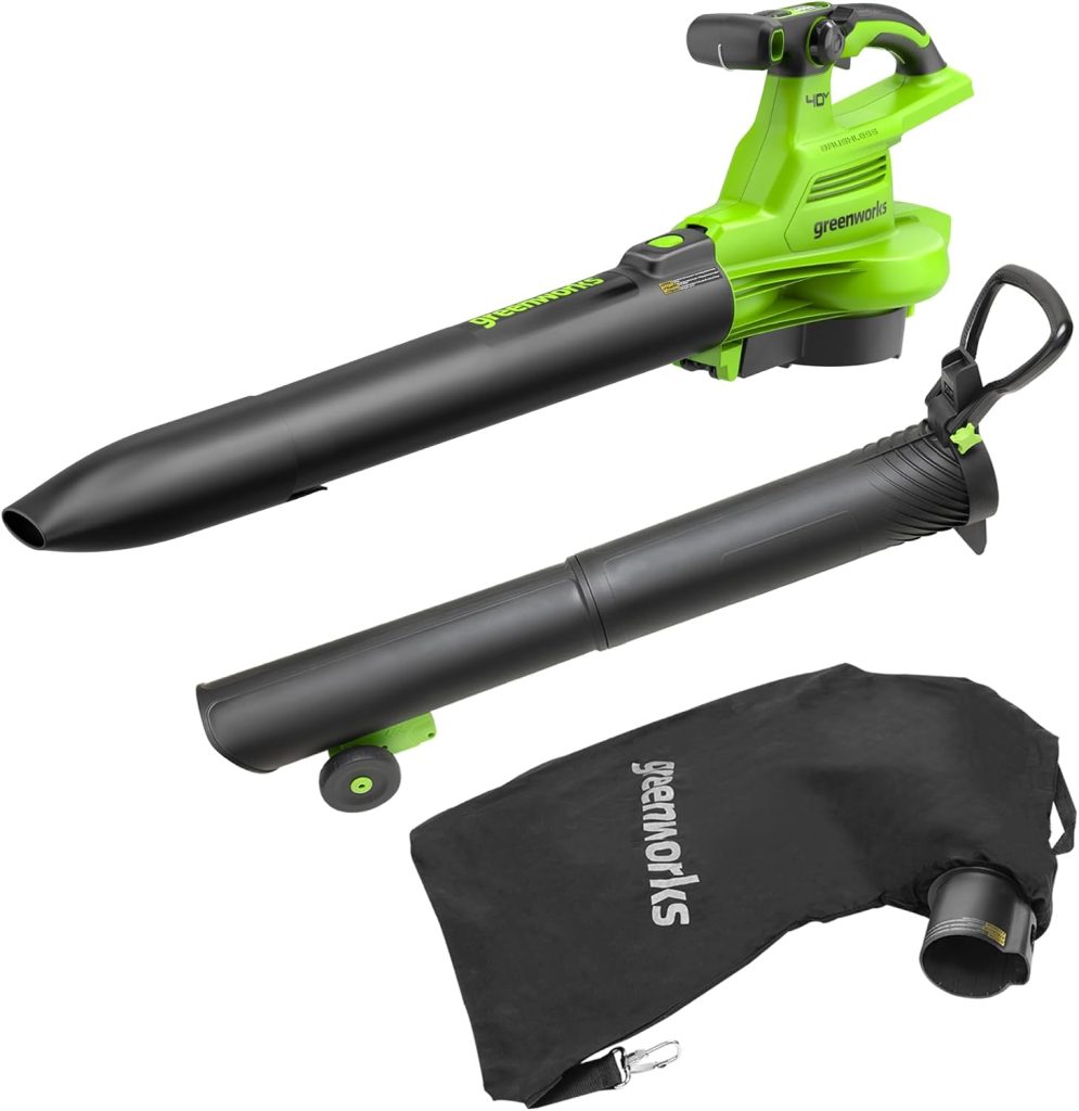 Greenworks 40V Leaf Blower / Vacuum, 505 CFM, Tool Only | Blow, vacuum and mulch leaves with one tool