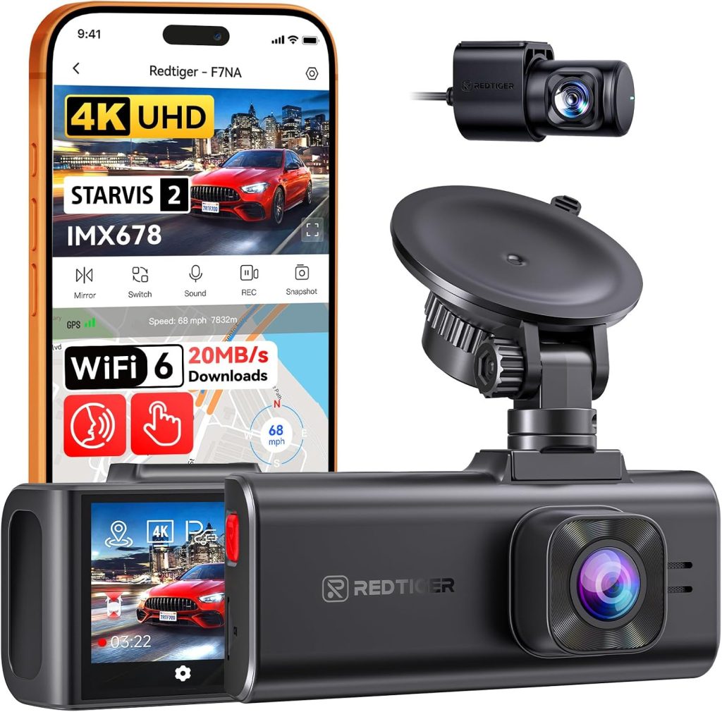 REDTIGER F7NA 4K 8MP Dashcam Front Rear