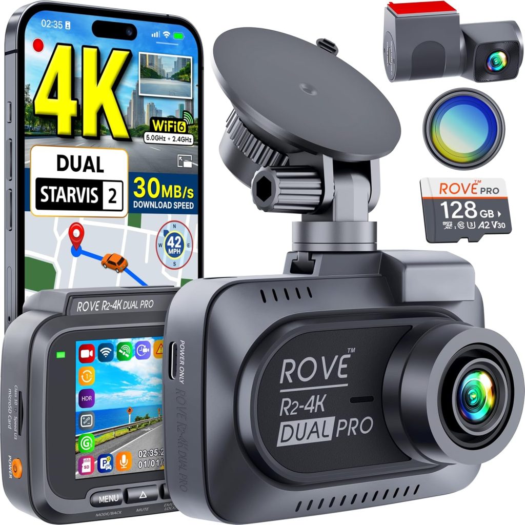 OVE R2-4K Dual PRO Dash Cam Front and Rear, 4K+2K Dash Camera for Cars